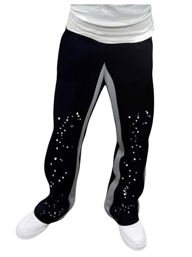 SHENHE Calça de moletom masculina colorblock perna reta cintura elástica treino calça esportiva com