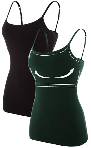 ATTRACO Women's Cotton Camisole Shelf Bra Spaghetti Straps Tank Top
