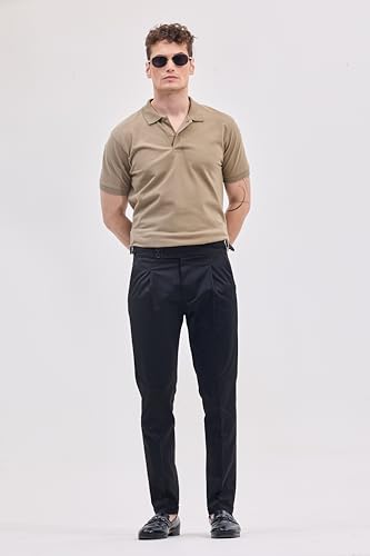 Image of SNITCH Black Gurkha Slim Fit Adjustable Buckle Trousers