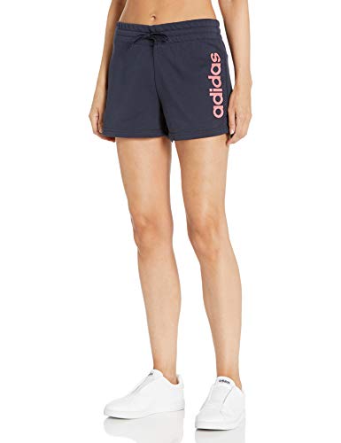 adidas Women's Essentials Linear Shorts, Ink/Signal Pink,S