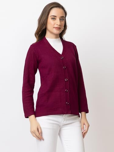 Image of Women's Warm Woolen Cardigan - Stylish Full Sleeve Knitwear for Winter, Cozy & Elegant Sweater