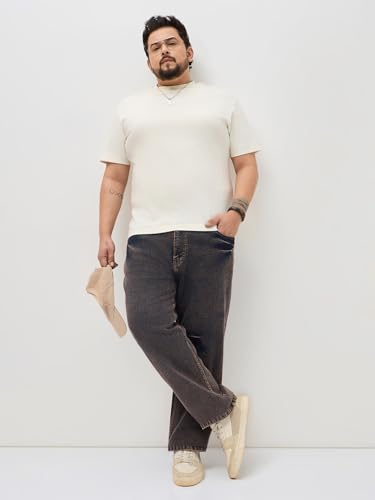 Image of Urbano Plus Men's Regular Fit Heavy Washed Denim Jeans Stretchable