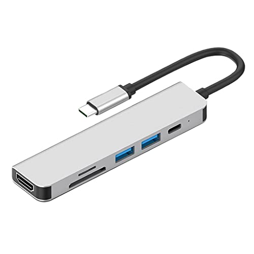 Almencla 6-em-1 hub usb c tipo c hub, usb c para hdmi, 2 portas usb 3.0, leitor de cartão sd/tf, ada