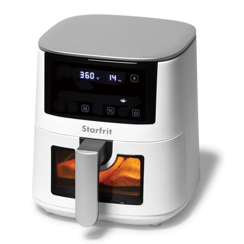 Starfrit Electric Digital Air Fryer - 4.2L Capacity - Ceramic Non-Stick Surface - 8 Preset Functions - Viewing Window -1400W