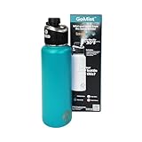 GoMist Misting & Drinking Bottle | Rechargeable Mist & Sip Water Bottle | Quick Charge USB-C Port | 2-Speed Mist Function | Stainless-Steel Double Wall Insulation, 40 oz (Marine Teal)
