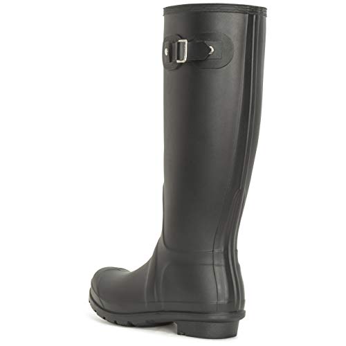 Womens Tall Muck Buckle Dog Walking Snow Rain Waterproof Wellington Boot - Black - UK6/EU39 - BL0290