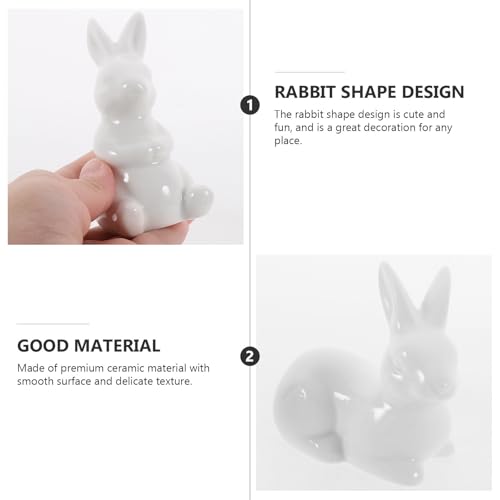 Statuettes de lapin en céramique haut de gamme blanches ornements de table épurés - 6