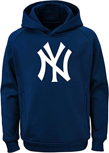 Outerstuff MLB Youth 8-20 Team Color Polyester Performance Primary Logo Pullover Sweatshirt Hoodie - New York Yankees Navy Large 14-16