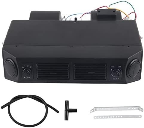 A/C Air Conditioning Evaporator Assembly Unit, 12V Underdash Air Conditioning Evaporator Cooling Kit 3 Speed Airflow with Hose Fittings Universal