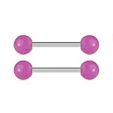 14G 16mm (5/8 Inch) Surgical Steel Purple Glow In The Dark Nipple & Tongue Ring Barbells