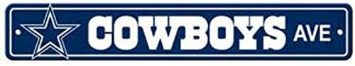 ZMKDLL Cowboys Ave Metal Street Sign 4"x16" Football Team Logo Avenue Man Cave
