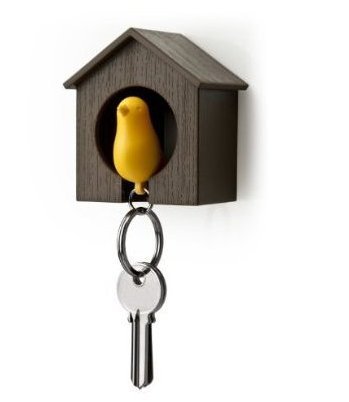 Liroyal Key Ring - Brown House with Yellow Bird