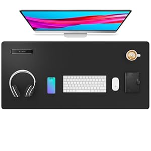 Aothia Leather Desk Pad Protector, Mouse Pad, Office Desk Mat, Non-Slip PU Leather Desk Blotter, Laptop Desk Pad, Waterproof Desk Writing Pad for Office and Home (Black,36″ x 17″)