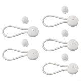 5Pcs Shock Cord & Fastener, Bungee Shock Cord Clip with Knobs Pull Tie Down Tarp Canvas Knobs for Marine Boat Truck Car RV Covers Trailer Accessories Nylon Rubber Material(White)