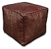 See the Good Pouf Carré en Cuir Véritable Fait Main - Vendu Rembourré - Coussin de Sol, Ottoman, Repose-Pieds (Marron)