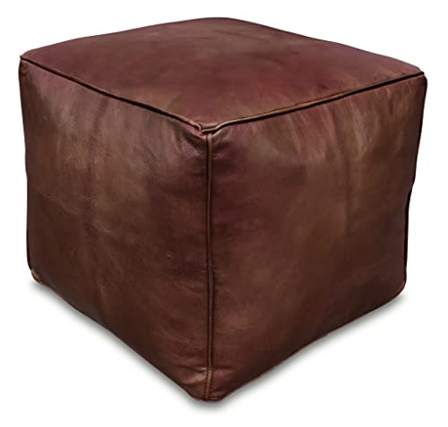 See the Good Quadratischer Leder Pouf - Handgefertigt - gefüllt...