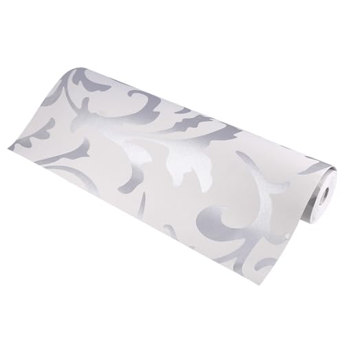 Carta da parati autoadesiva argentata, carta da parati termica in tessuto non tessuto goffrato 3D, impermeabile, per soggiorno, camera da letto, ristorante, bar, 10 x 0,