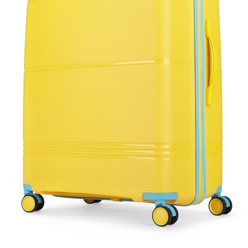 Image of Skybags Large Paratrip Size Hard Luggage (79 Cm) | Polypropylene Luggage Trolley with 8 Spinner Wheels| Bumblebee| Unisex, Yellow