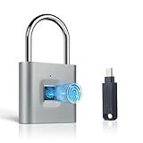 KENRONE Fingerprint Padlock, Portable USB Charging with Reset Key, Smart Padlock Quick Unlock, Waterproof and Rustproof, Padlocks for School Locker, Warehouses, Gym, Homes, Office Cabinets