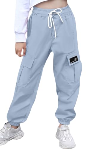 Image of Cromoncent Girls&Womens Cargo Pants Elastic Waist Lightweight Outdoor Jogger Pants, 6 Years - XX-Large