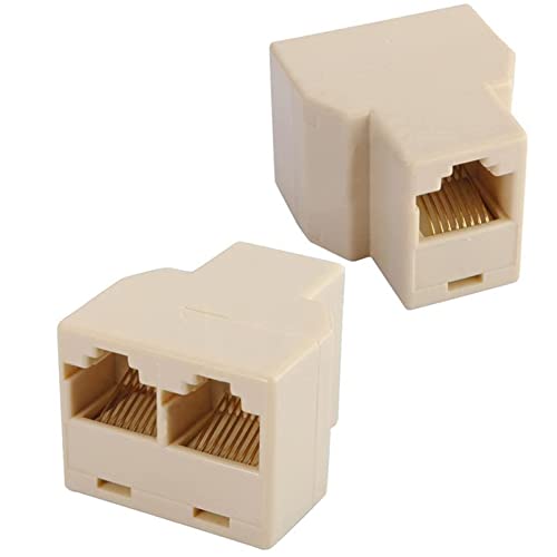 CABLEPELADO Bifurcador de telefono RJ45 | Adaptador Doble RJ45 | Splitter de teléfono | 6P4C RJ11   Blanco