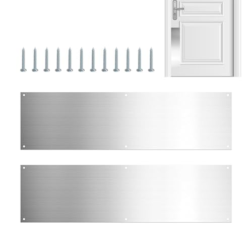 Placas de puerta para puertas interiores, placa de puerta de acero inoxidable, 2 unidades, placa de metal para decoración de puertas interiores y exteriores