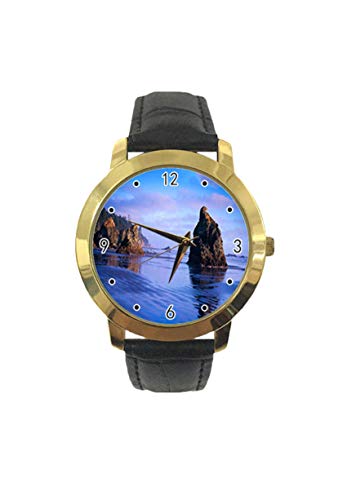Preisvergleich Produktbild Island Einzelne Eule personalisierte modische klassische analoge Quarz-Armbanduhr mit Ledergürtel für Männer und Frauen