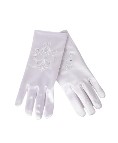 Guantes de satén con estampado de remolinos blancos suaves y elegantes para niña