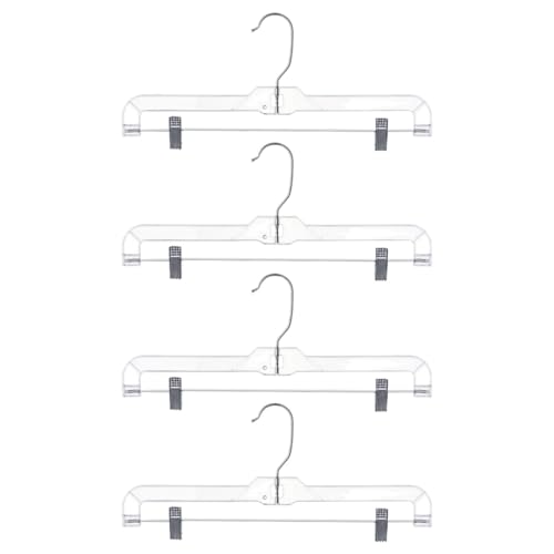 Abaodam Perchas para Pantalones Clips de Plástico Transparente y Estructura Metálica, Set de 4, Organizador para Ropa en Armarios Domésticos