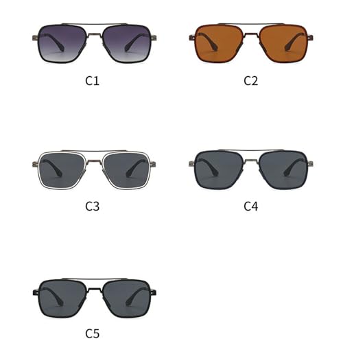 Polarized Sunglasses Men Retro Metal Square Sun Glasses for Male Double Bridge Driving Green Black Sunglasses UV4004