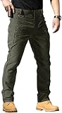 Slim Fit Cargo Pants for Men, Tactical Cargo Pants for Men Stretch Water Resistant Ripstop Outdoor Lightweight Work Hiking Pant with Pockets Army Green Large