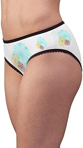 Fireworks Vector Panties, Fireworks Vector Underwear, Briefs, Cotton Briefs, Funny Underwear, Panties For Women (Medium) Black