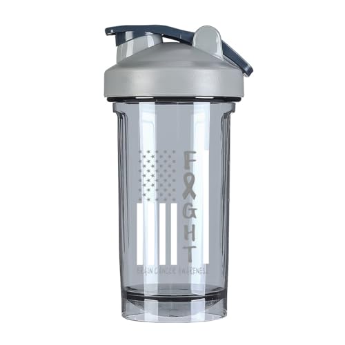 Breast Cancer Warrior Support Squad Brain Cancer Awareness 18 Ounce Shaker Cup,Fashion Theme Pattern Shaker Bottle Leak-proof Workout Shake Bottles 500ML/18 oz Perfect for Pre Workout