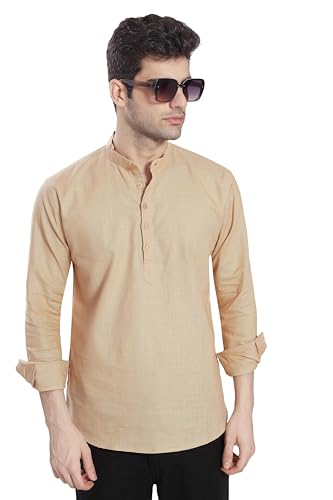 Image of DIVISIVE Men's Slim Fit Full Sleeves Cotton Short Kurta