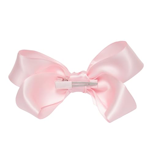 Moños de raso para niñas con nudo en el centro en pinza, color rosa claro miniatura 2