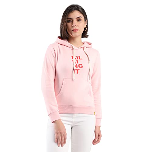 Image of PINACOLADA Women's Cotton Solid Printed Sweatshirt with Hoodie, Regular Fit for Casual Wear Full Sleeve Sweatshirt Crafted with Comfort Fit and High-Performance for Everyday Wear