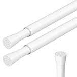 2Pcs White Extendable Curtain Poles Tension Rods for Curtains 50-69cm Spring-Loaded No-Drilling Curtain Poles for Small Windows Cupboard Clothes Hanging Adjustable Net Curtain Rod