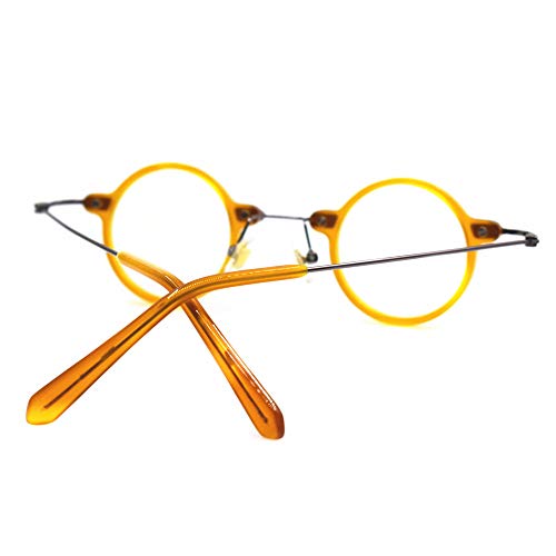 Image of Blue Light Blocking Glasses Computer Game Vintage Small Round Acetate Eyeglasses Frames