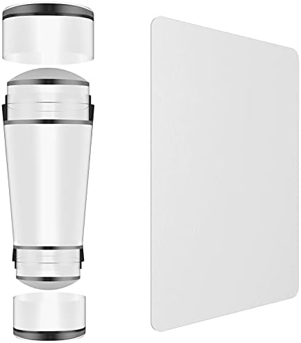 Double Sided Nail Art Stamper, Clear Silicone Stamping Jelly with Scraper, Transparent Visible Body, No Misplacement for DIY Nail Decor