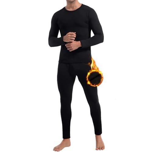 CL convallaria Long Johns Thermal Underwear for Men Soft Fleece Lined Base Layer Cold Weather Top Bottom Set XS-4XL