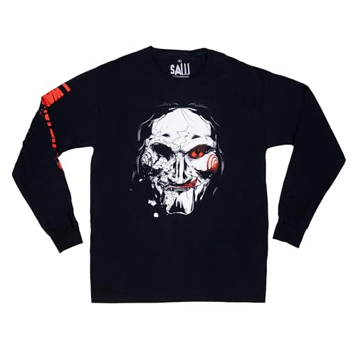 Ripple Junction Saw Men’s Long Sleeve T-Shirt Billy I Want to Play a Game Jigsaw Mask Horror Graphic Black Small