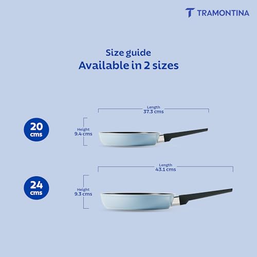 Image of TRAMONTINA Aura Frypan 20cm | Reinforced Ceramic Non-Stick Cookware | Quick & Even Heating | Low-Oil Cooking | Bakelite Handle | Induction & Gas Compatible | Blueberry.