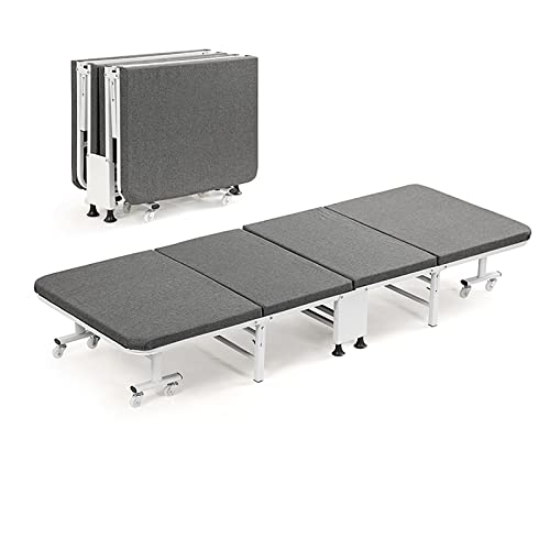 ZBYL Lit Pliant avec Matelas en Mousse à Mémoire de Forme, Lit d'appoint Pliable Camping Portable pour Adultes, Cadre en Métal Robuste, 180×60×26 cm (Color : Gray, Size : 180x60x26cm) Cover