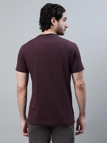 Image of Cantabil Poly Cotton Regular Fit Solid Round Neck Half Sleeve Casual T-Shirt for Men | Half Sleeves Round Neck T-Shirts for Men | Mens Round Neck T-Shirt (P MTSH00680)