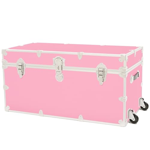 Image of Rhino Trunk & Case Classic XXL Home Storage & College Trunk With Wheels - 36 inchx18 inchx18 inch, Seats 1500+ lbs, Soft-Close Lid. USA Made Secure Dorm Furniture, Organization, Steamer Style Blanket Chest