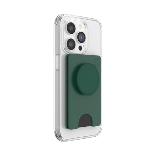 Image of PopSockets Adhesive Phone Wallet and Card Holder with Grip, Green - Fresh Pine