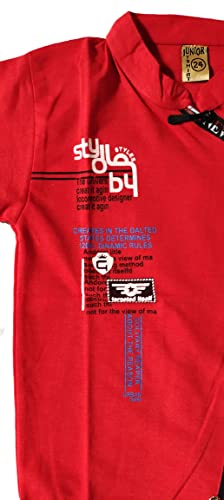Image of NIVIK Printed Cotton T-Shirts. Stand Collar T-Shirt for Boys