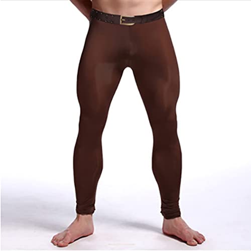 Hularka Mens Compression Pants Athletic Workout Leggings Running Gym Tights Base Layer Bottoms Coffee B Large #TOP3