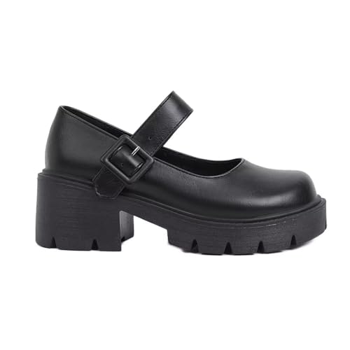 Agodor Women's Platform Strappy Mary Janes Goth High Heel Dress Shoes Round Toe Gothic Chunky Pumps3