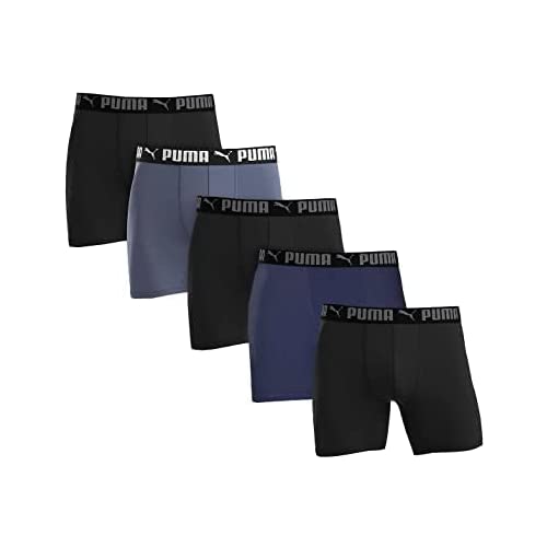 Men's Microfiber Boxer 5-pack Brief, Black/ Grey/ Blue, X-Large